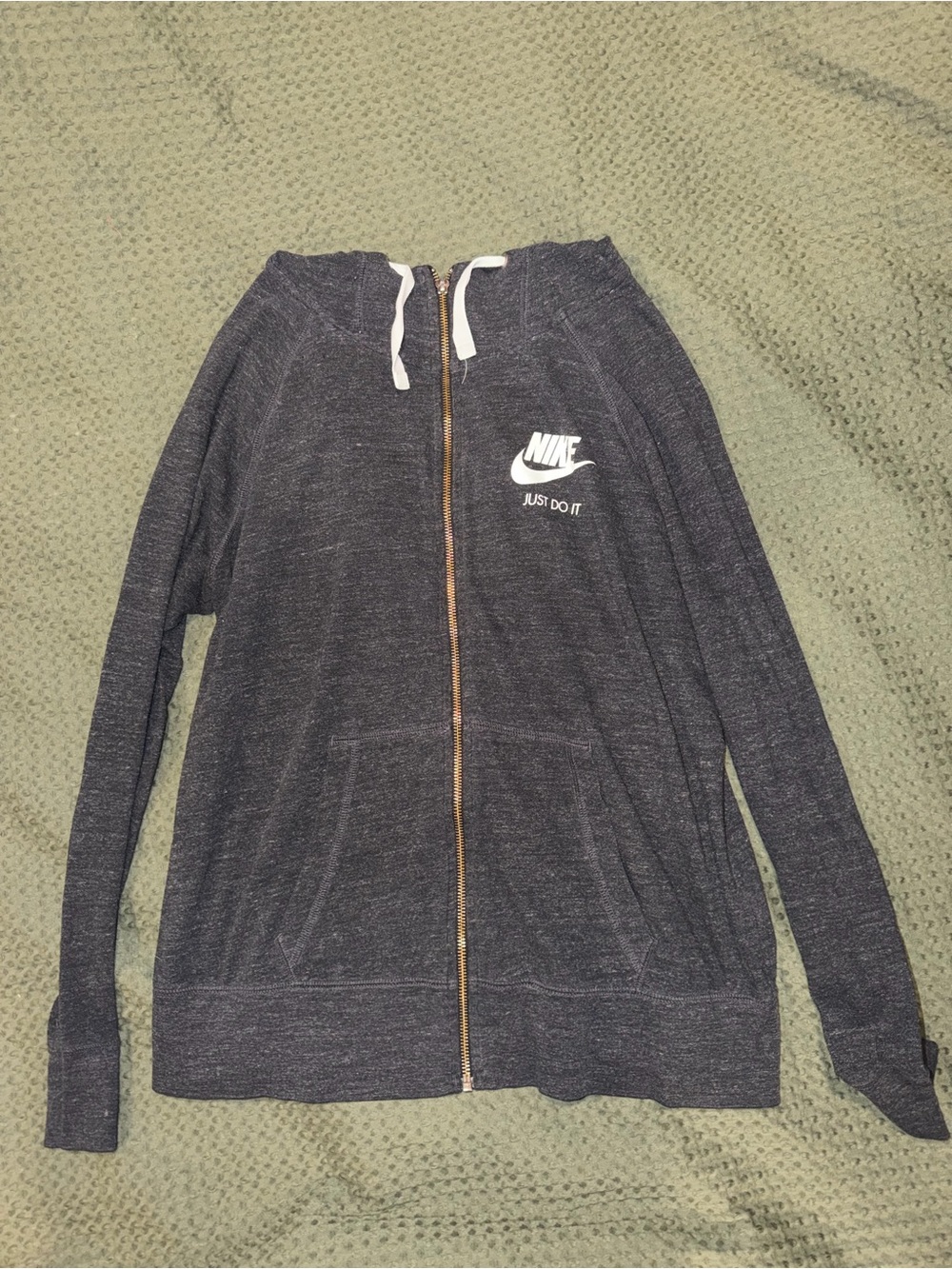 Nike Charcoal Gray Zip-Up Hoodie with White Swoosh